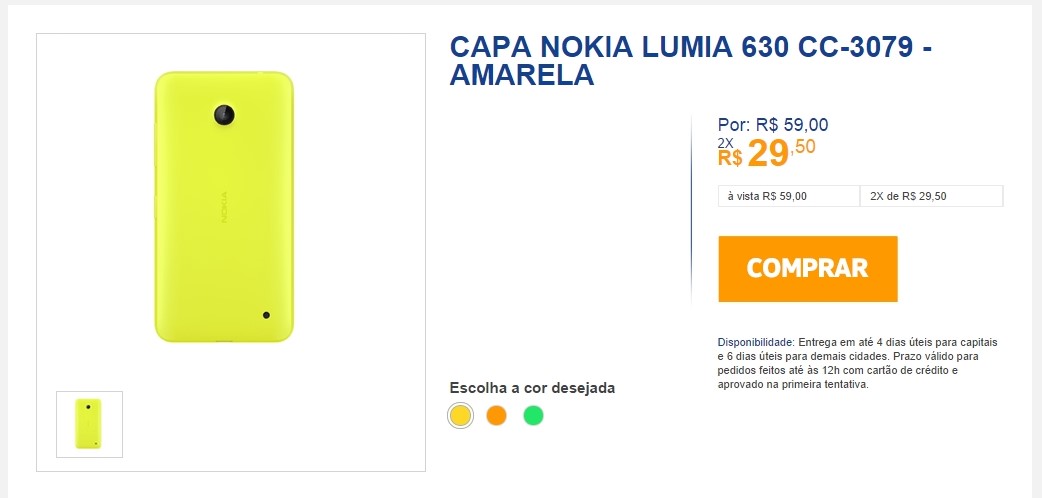 Lumia 630 tampa traseira