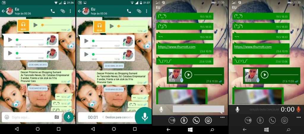 Conversa Whatsapp Windows Phone x Android