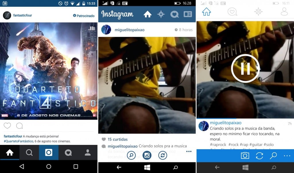 Instagram Comparação de apps