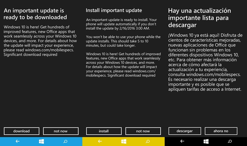 Lumia 535 W10 Update