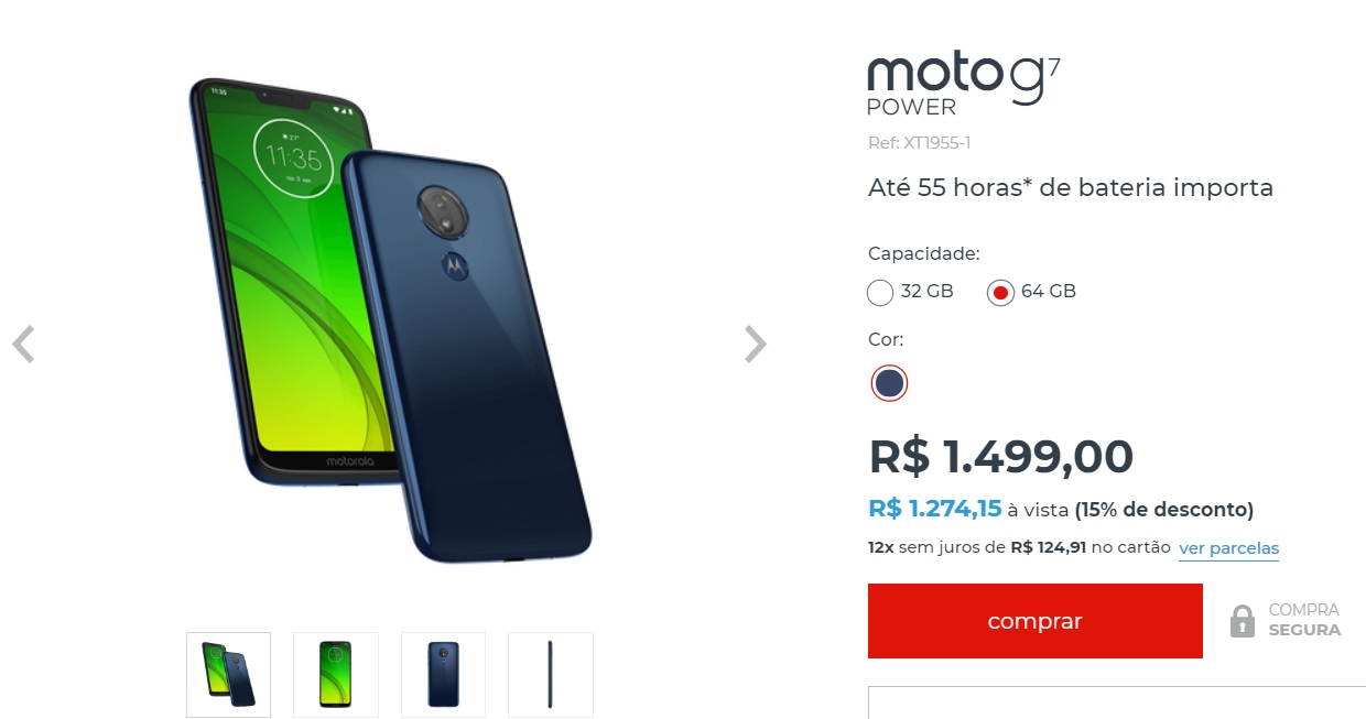 Novo Motorola Moto G7 Power ganha versão de 4 GB RAM / 64